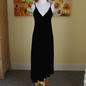 Black velvet spaghetti strap dress